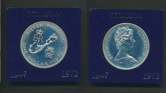 Bermuda: 1972 Silver Wedding $1 Silver in Presentation Case