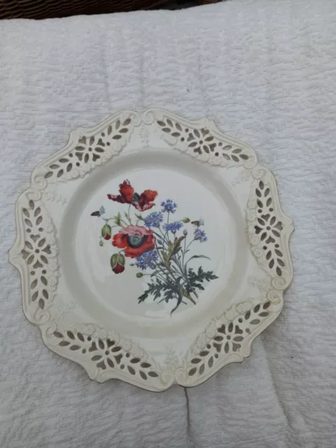 Royal Creamware Cabinet Plate, The Floral Gift, Poppies Design