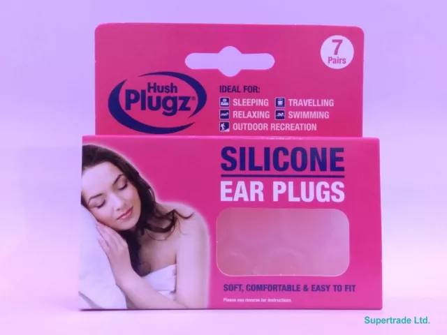 Hush Plugz Soft Comfortable Silicone Ear Plugs Easy Fit 7 Pairs  X 3