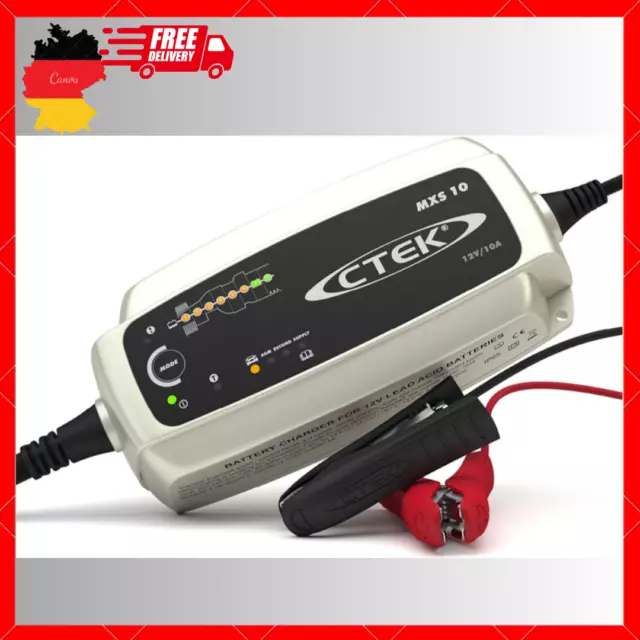 CTEK MXS 10, Batterieladegerät 12V Für Größere Fahrzeugbatterien, Batterieladege