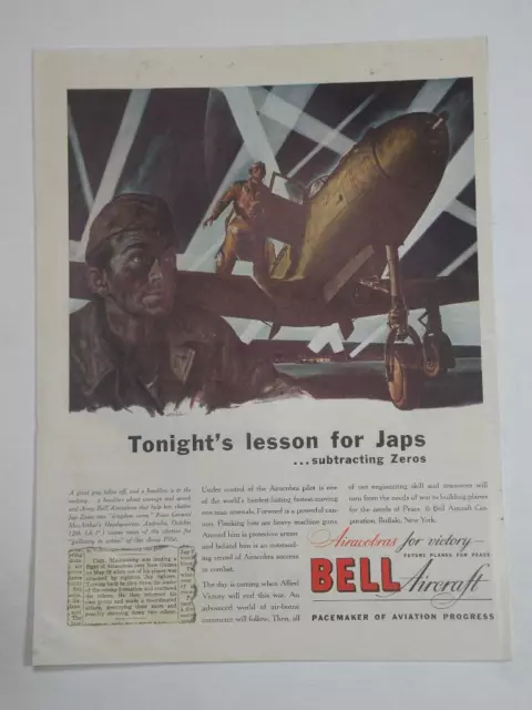 MAGAZINE AD* - 1943 - Bell Aircraft. - WW II - P-39 Airacobra (#1) $8. ...