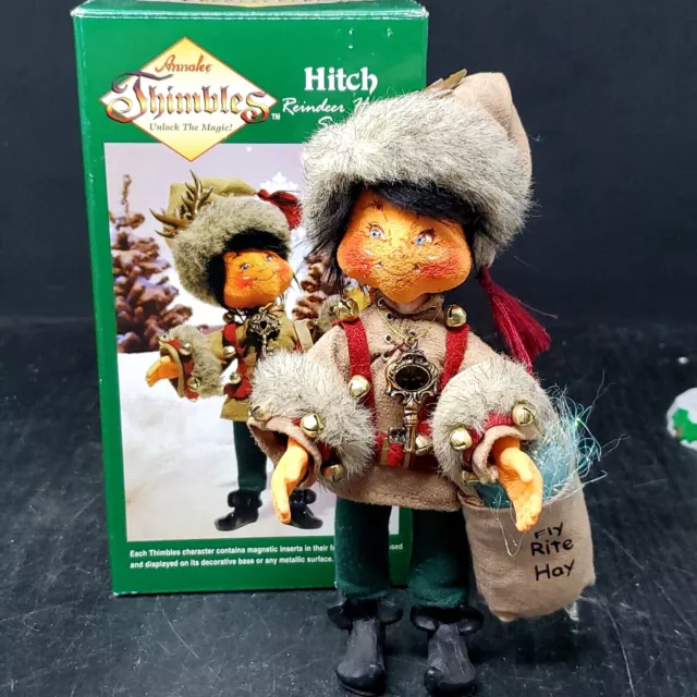 Hitch 2002 Annalee Thimbles Doll Bell elf hat figure Box christmas reindeer fly Hitch 2002 Annalee Thimbles Doll Bell elf hat figure Box christmas reindeer fly
