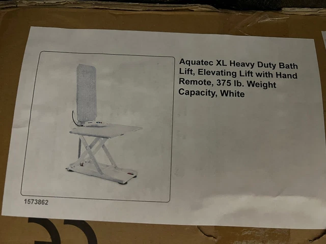 Aquatec Invacare XL Heavy Duty Bath Tub Chair Seat Lift Elevating Remote 1573862