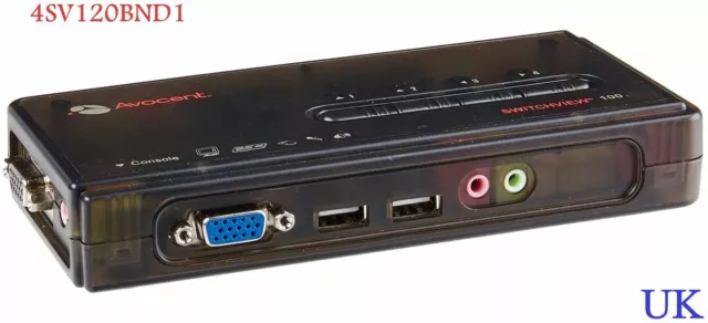 Avocent SwitchView 100 Series 4 Port USB Desktop KVM Switch w/ Audio Cables