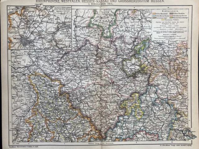 antike historische Landkarte: Rheinprovinz, Westfalen, Hessen-Nassau nördl. Teil 2