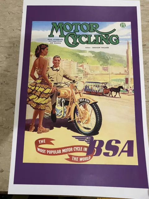 BSA Motor Cycling Vintage Motorcycle Poster Advertisement B2501