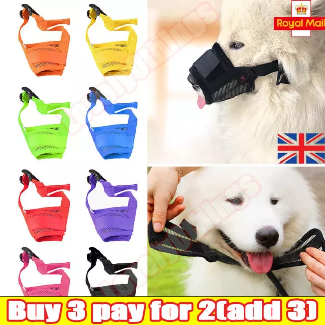 Nylon Adjustable Pets Dog Bark Bite Soft Mouth Muzzle Grooming Anti Chewing Out#