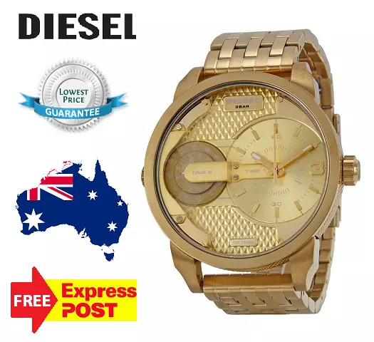 New Diesel Mini Daddy Dz7306 All Gold Stainless Steel Chronograph Mens Watch