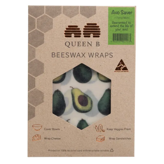 NEW Queen B Beeswax Wrap Avo Saver 17x18cm