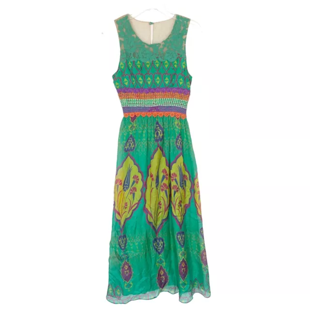 Anthropologie Hemant & Nandita Mintzita Embroidered Silk Maxi Dress Size 2