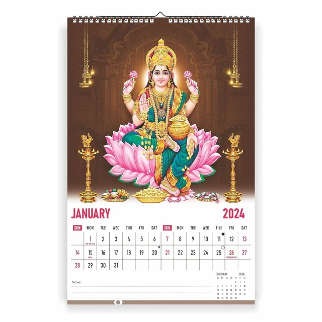 WEEKLY MONTHLY LORD lakshmi Calendar Wall Calendar 202512 x 18 inches