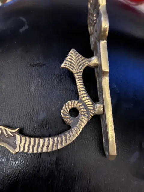Vintage Brass Dragon Sea Serpent Fish Wall Hook Hanger