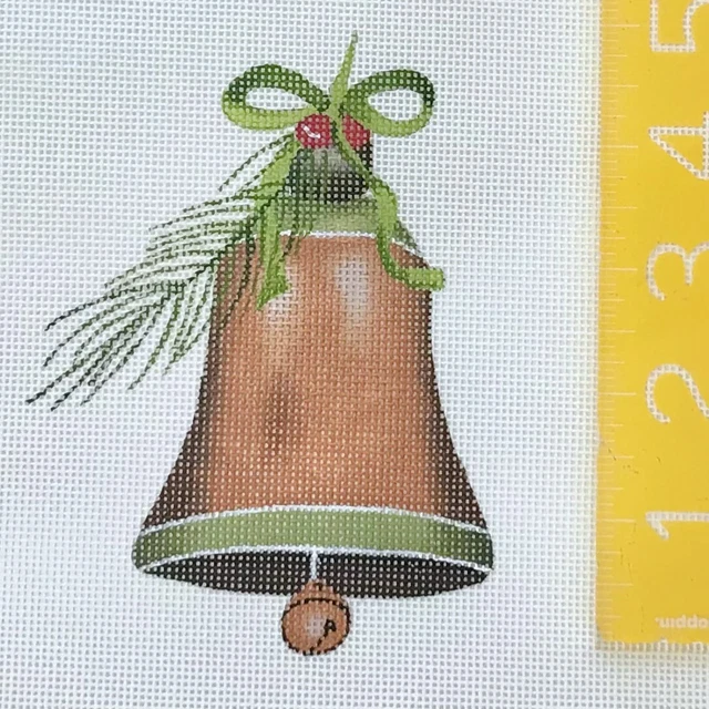 Hand painted HP Needlepoint Canvas Melissa Shirley MLT xmas bell 4x5 holiday