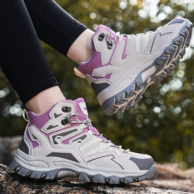 Women Breathable Tennis Shoes Shock-Absorption Cozy Winter Shoes (Purple 38)