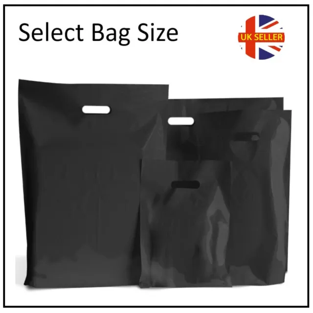 Black Plastic Bags / Gift Shop Carrier Bag / Boutique Retail - Small & Large