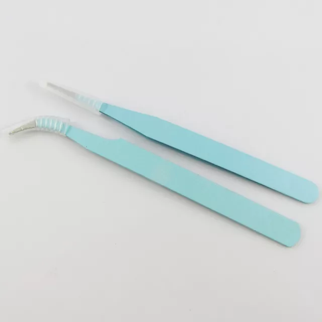 Craft & Jewellery Stainless Steel Flat & Bent Nose Beading Tweezers Set MINT