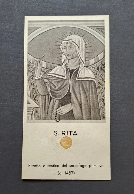 Santino D'epoca - Preghiera a S.Rita - Con Reliquia - 1 Maggio 1941