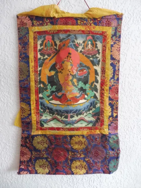 Thangka Tibet ,  105 x 67cm ,  antikes, buddistisches Heiligenbild