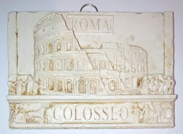 Souvenir Quadro In Rilievo Roma Colosseo Terracotta 19.5x14 Cm Fatto A Mano