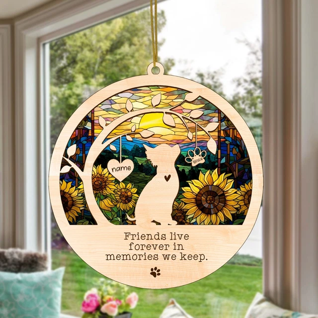 Personalized Chihuahua Dog Memorial Suncatcher Christmas Ornament with Name Date