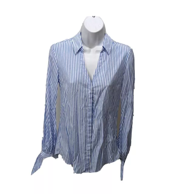 EXPRESS The Portofino Short Womens S Slim Fit Striped Tie Cuff Long Sleeve Butto