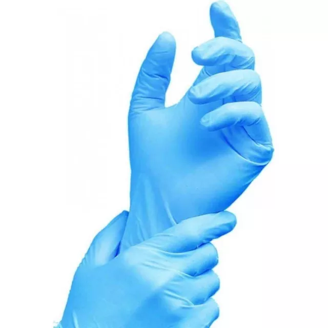 5 Pairs of Power Free Blue Nitrile Gloves - Individually wrapped - all sizes