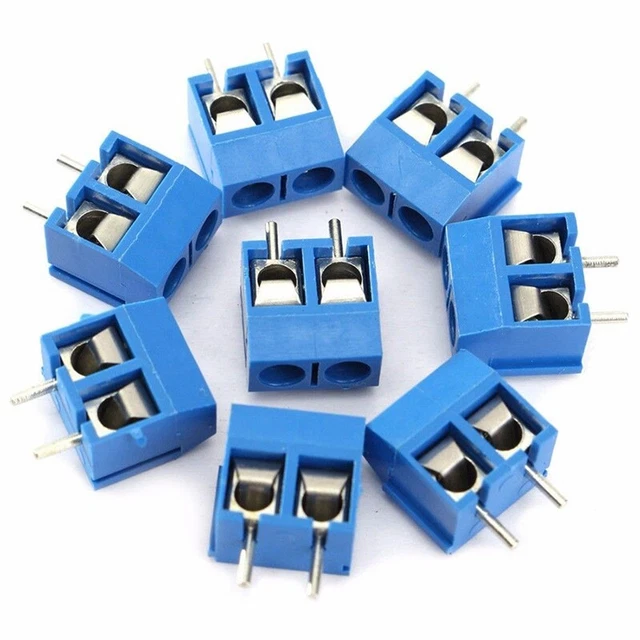 40 pièces blocs terminaux à vis bleu 2 broches phosphore bronze plaqué ni con