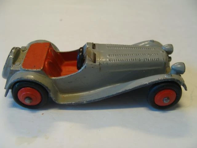 Dinky No 38F Jaguar SS100 Sports  grey, red interior ridged hubs   RARE Color