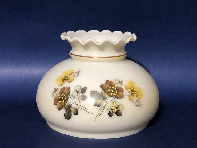 Vintage GWTW 7” Fitter  Brown Yellow Hurricane Oil Or Electric Glass Lamp Shade