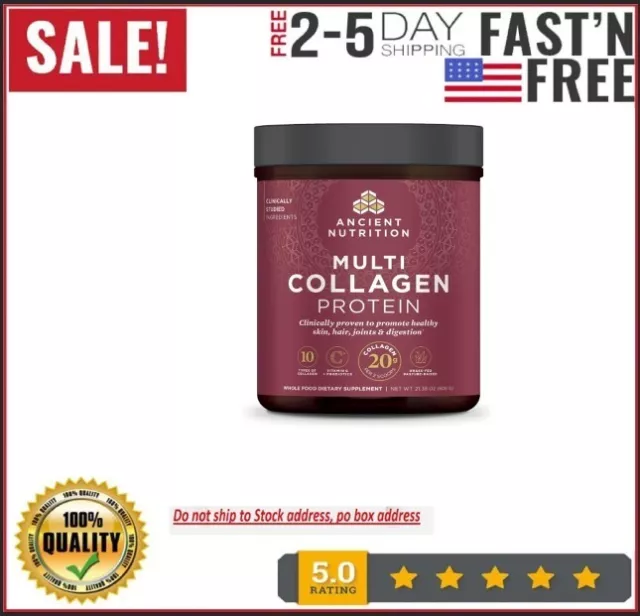 60 Servings Ancient Nutrition Multi Collagen Powder Protein Unflavored