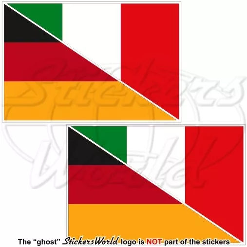 DEUTSCHLAND-ITALIEN Deutsch-Italienisch Wehende Flagge 50mm Aufkleber x4