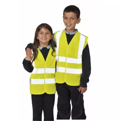 Junior Kids Hi Vis Viz Visibility Safety Vest Jacket Waistcoat Childrens