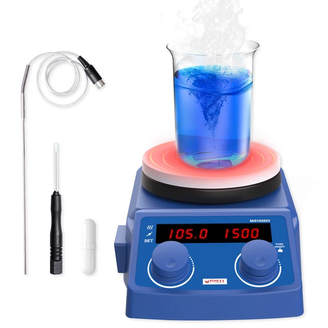 Four E'S LED Digital Magnetic Stirrer Plate Holder 100-1500RPM 5000mL 110V 600W
