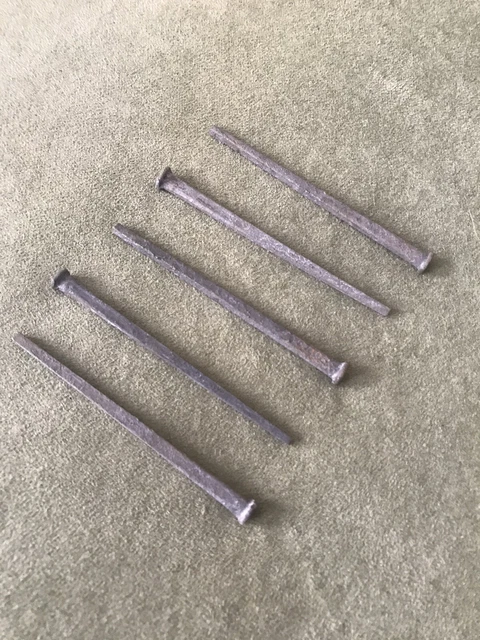 One POUND Square Cut Authentic Vintage Steel 3” Inch Nails Never Used Zinc Coat