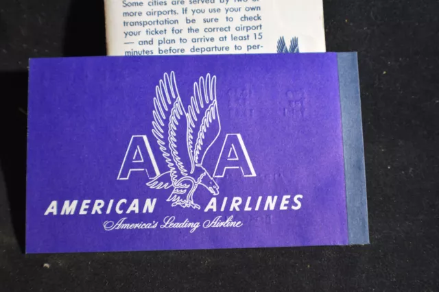 1954 American Airlines Passenger Coupon & Pocket - Albany to Boston Logan 3