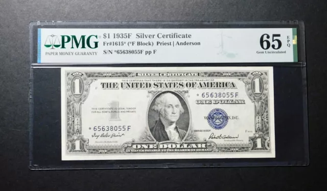 1935 F $1 Silver Certificate "STAR" Note. "GEM UNC"  65EPQ