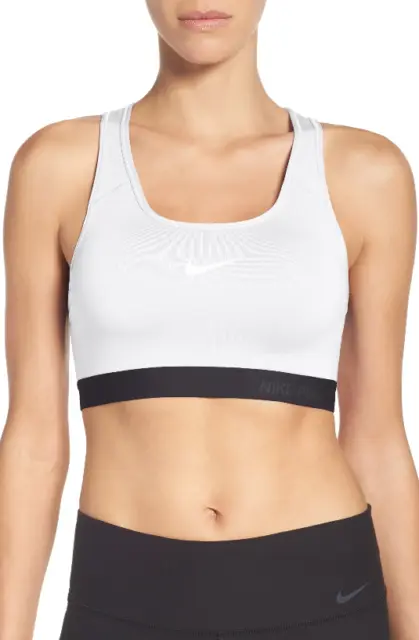 Nike A2464 Women's White Pro Classic Dri-Fit Padded Sports Bra Size XS