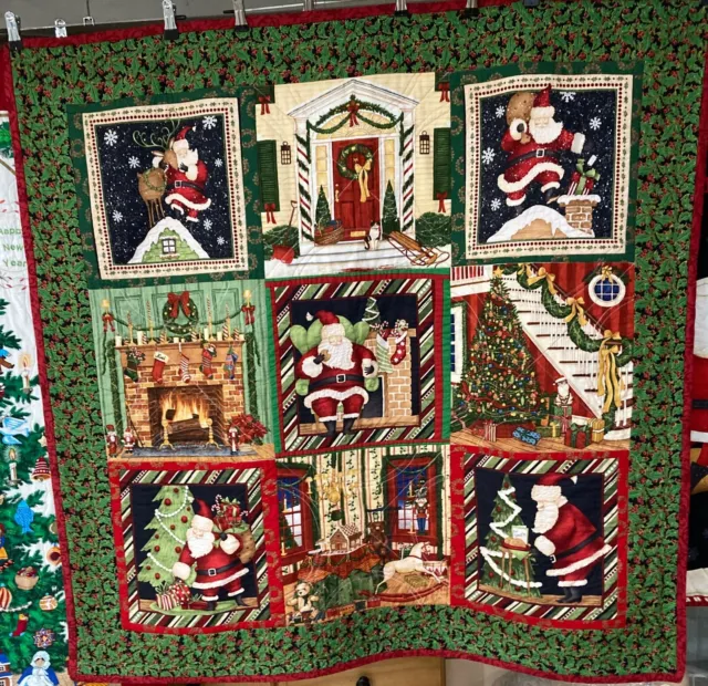 Christmas Wall Hanging Quilts with hand sewn embellishments.