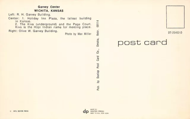 WICHITA KS KANSAS Garvey Center Hotel Wedding Venue Vtg Postcard X1 3.