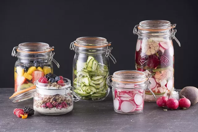 Clear Clip Top Jars Round Preserving Pickles & Jam Airtight Food Storage Kilner