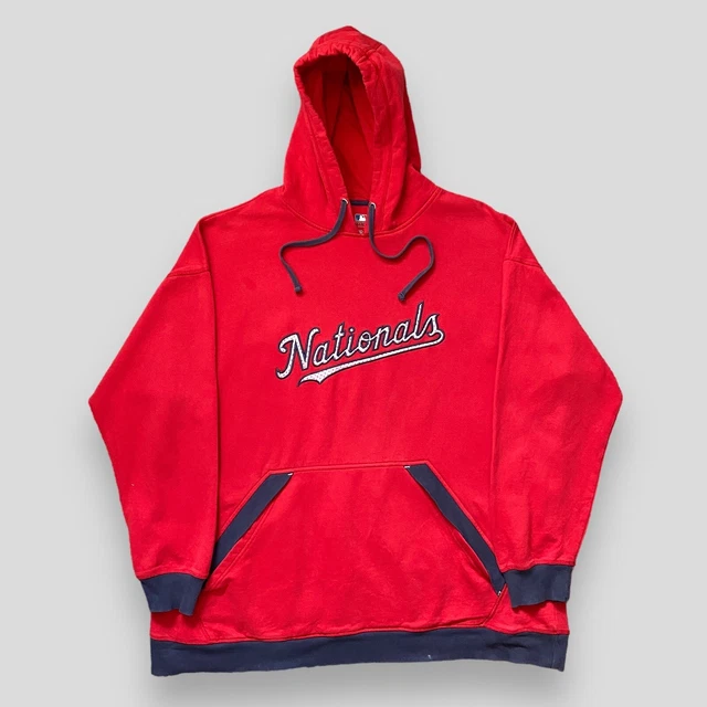 Felpa con cappuccio rossa ricamata MLB Washington Nationals, taglia 3XL