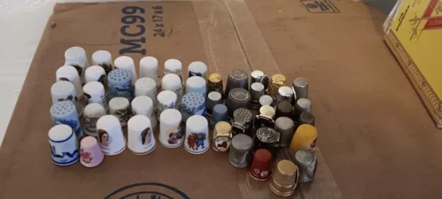 Mix Lot of 50  Thimbles Porcelain and metals.