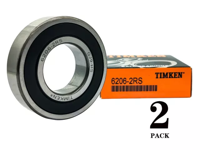 (2PACK) TIMKEN 6206-2RS 30X62X16MM Double Rubber Seal Bearings USA Brand