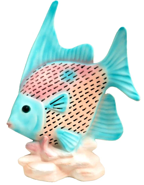 VINTAGE GLASS CERAMIC TROPICAL FISH LIGHT TABLE LAMP - Electric - Well-Made