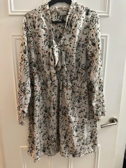 Junarose White Floral Print Midi Dress Size 20