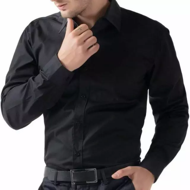 New Luxury Shirts Mens Casual Formal Slim Fit Shirt Top S M L XL XXL PS01