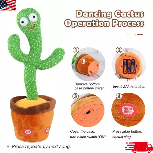 DANCING CACTUS SOFT Plush Toy, Doll For Kids, Musical Cactus Sing Songs ...