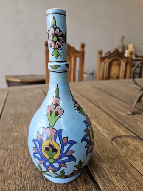 Antique Persian Blue Flower Ceramic Vase, Possibly Chinese Middle Eastern Market