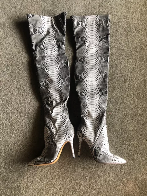 Womens Snakeskin Over The Knee Boots 7.5