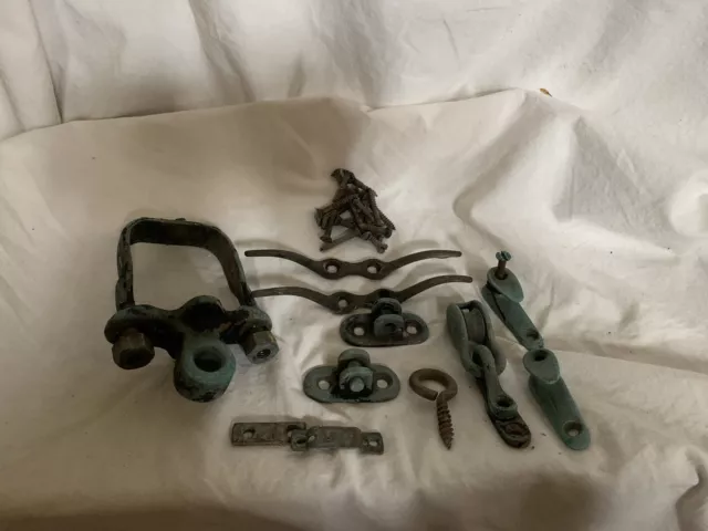 Lot Antique Cast  Iron Architectural Salvage Barn, Farm, Gate, Fence  Hardware